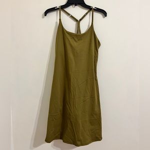 Halara Olive Green Extra Long Exercise Dress with adjustable straps Size L Tall